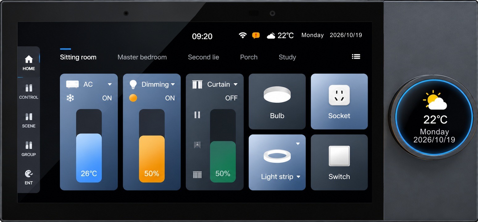 10.1 inch Hawaii control panel showing the combined home dashboard