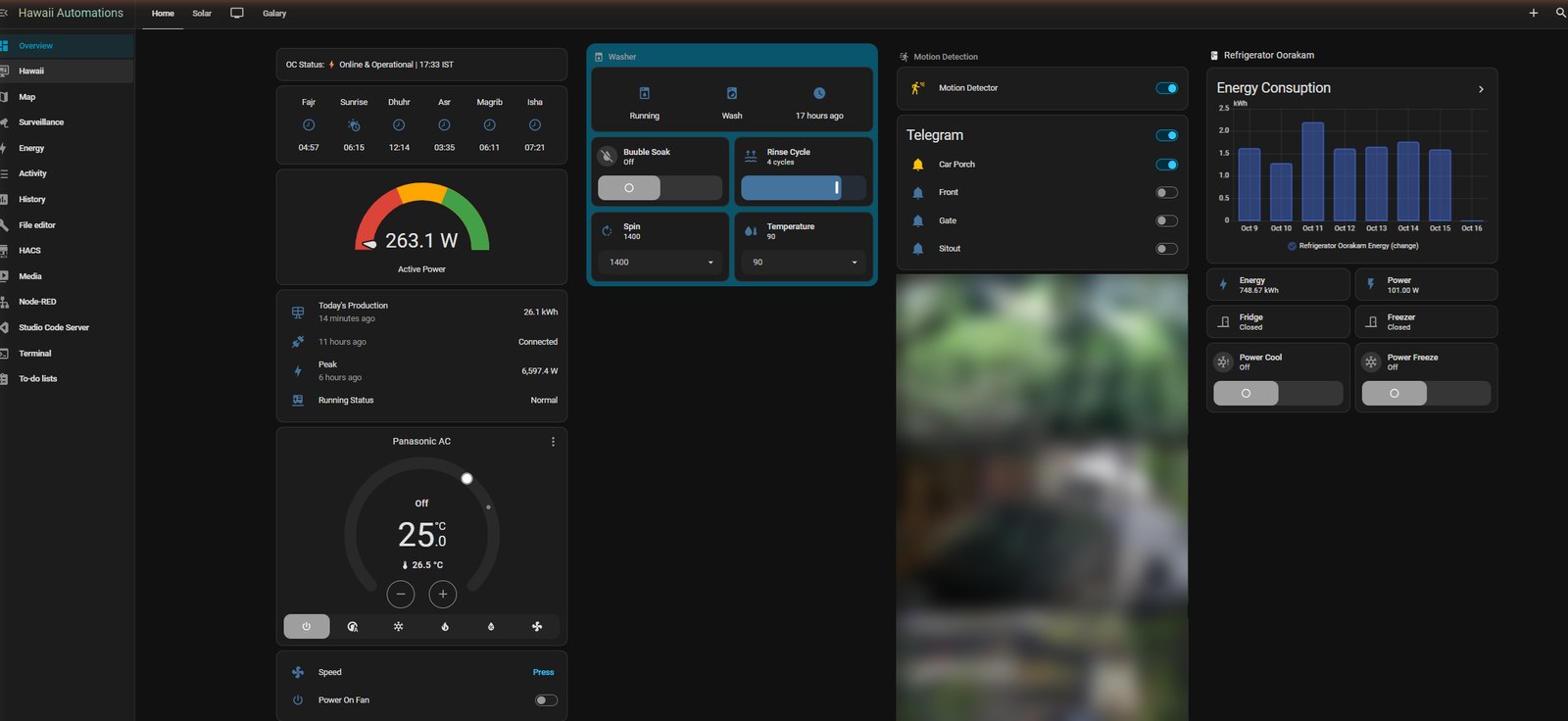 Home Assistant dashboard customised by Hawaii Automation